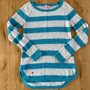 Lilly Pulitzer White and Teal Striped Sweater Size Small